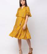 Sheczzar Yellow Color Regular fit Midi Dress