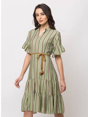 Sheczzar Green Color Regular fit Midi Dress 2
