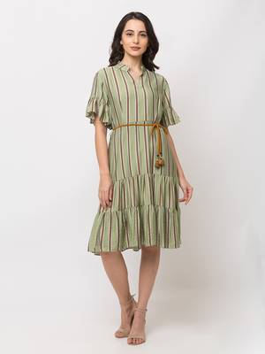 Sheczzar Green Color Regular fit Midi Dress 4