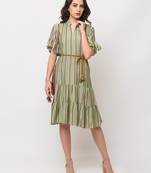 Sheczzar Green Color Regular fit Midi Dress