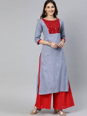 Grey printed cotton cotton-kurtis 1