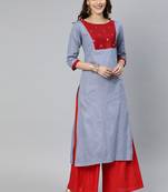 Grey printed cotton cotton-kurtis