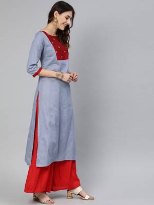 Grey printed cotton cotton-kurtis 2
