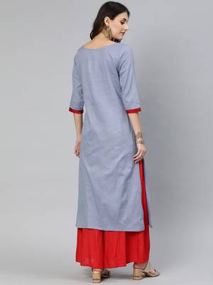 Grey printed cotton cotton-kurtis 3