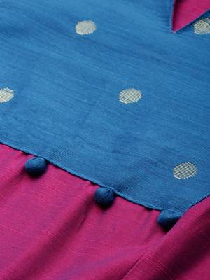 Purple printed cotton long-dresses 4
