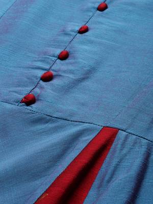 Blue printed cotton long-dresses 4
