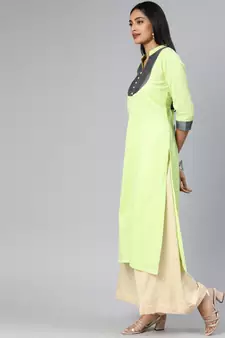 Green printed cotton cotton-kurtis