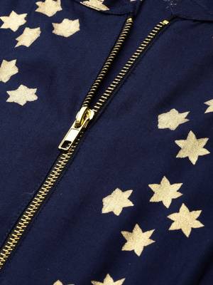 Navy-blue printed viscose rayon long-dresses 4
