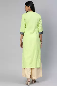 Green printed cotton cotton-kurtis