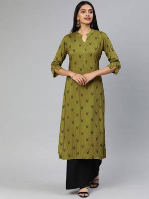 Green printed viscose ethnic-kurtis 1