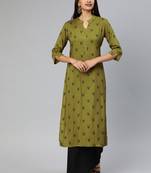 Green printed viscose ethnic-kurtis