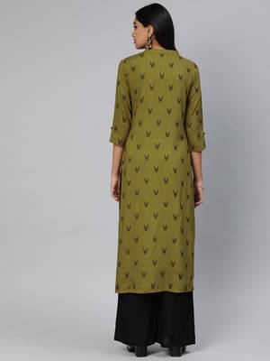 Green printed viscose ethnic-kurtis 3
