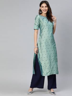 Multicolor printed art silk silk-kurtis 1