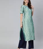 Multicolor printed art silk silk-kurtis