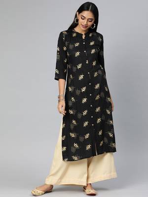 Black printed viscose ethnic-kurtis 1