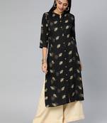 Black printed viscose ethnic-kurtis