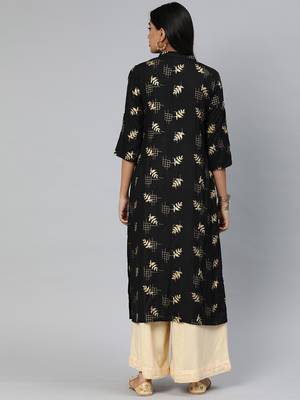 Black printed viscose ethnic-kurtis 3