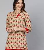 Beige printed cotton tunics