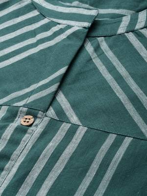 Teal printed cotton cotton-kurtis 4