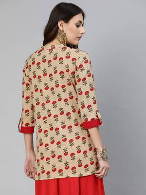 Beige printed cotton tunics 3