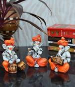 Set of 3 Ganesha Playing Tabla, Flute and Dholak