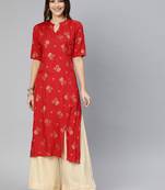 Teal printed viscose ethnic-kurtis