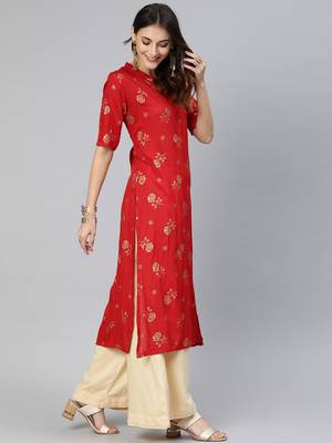Teal printed viscose ethnic-kurtis 2
