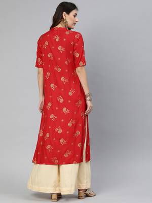Teal printed viscose ethnic-kurtis 3