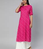 Pink printed viscose ethnic-kurtis