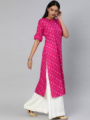 Pink printed viscose ethnic-kurtis 2