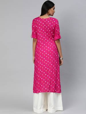 Pink printed viscose ethnic-kurtis 3
