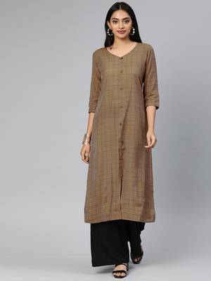 Coffee printed cotton cotton-kurtis 1