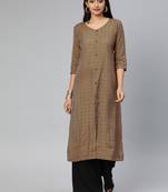 Coffee printed cotton cotton-kurtis