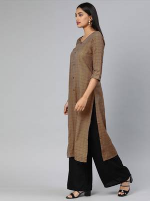 Coffee printed cotton cotton-kurtis 2