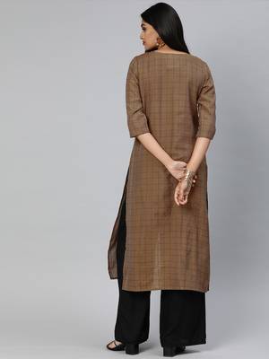 Coffee printed cotton cotton-kurtis 3