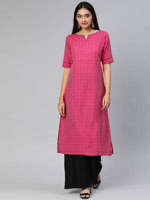 Pink printed cotton cotton-kurtis 1