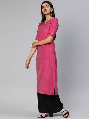 Pink printed cotton cotton-kurtis 2