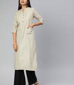 Beige printed cotton cotton-kurtis