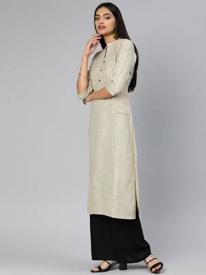 Beige printed cotton cotton-kurtis 2