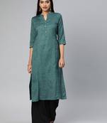 Teal printed cotton cotton-kurtis