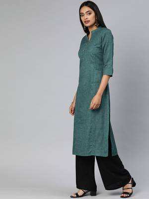 Teal printed cotton cotton-kurtis 2