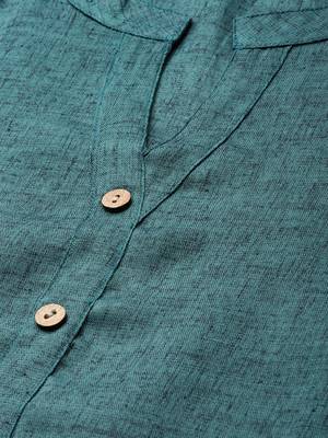 Teal printed cotton cotton-kurtis 4