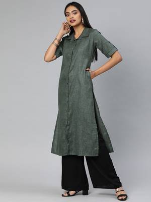 Grey printed cotton cotton-kurtis 2