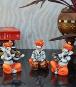 Set of 3 Ganesha Playing Violen, Tabla and Flute