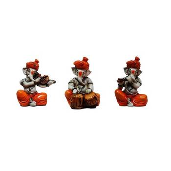 Set of 3 Ganesha Playing Violen, Tabla and Flute 2