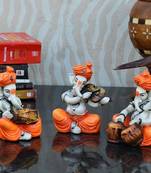 Set of 3 Ganesha Playing Dholak, Violen and Tabla
