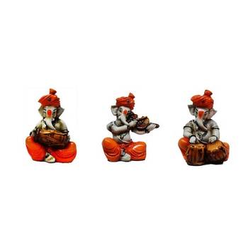 Set of 3 Ganesha Playing Dholak, Violen and Tabla 2