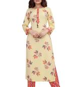 Pureint Women's Rayon Printed Kurta set with pant