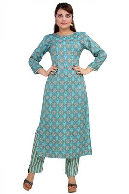 Pureint Women's Rayon Printed Kurta set with pant 1