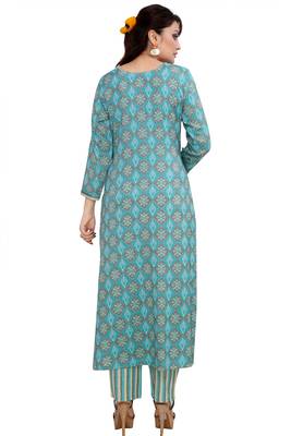 Pureint Women's Rayon Printed Kurta set with pant 4